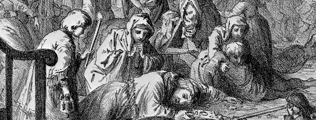 L0004056 The plague in Winterthur in 1328. Lithograph by A. Corrodi,